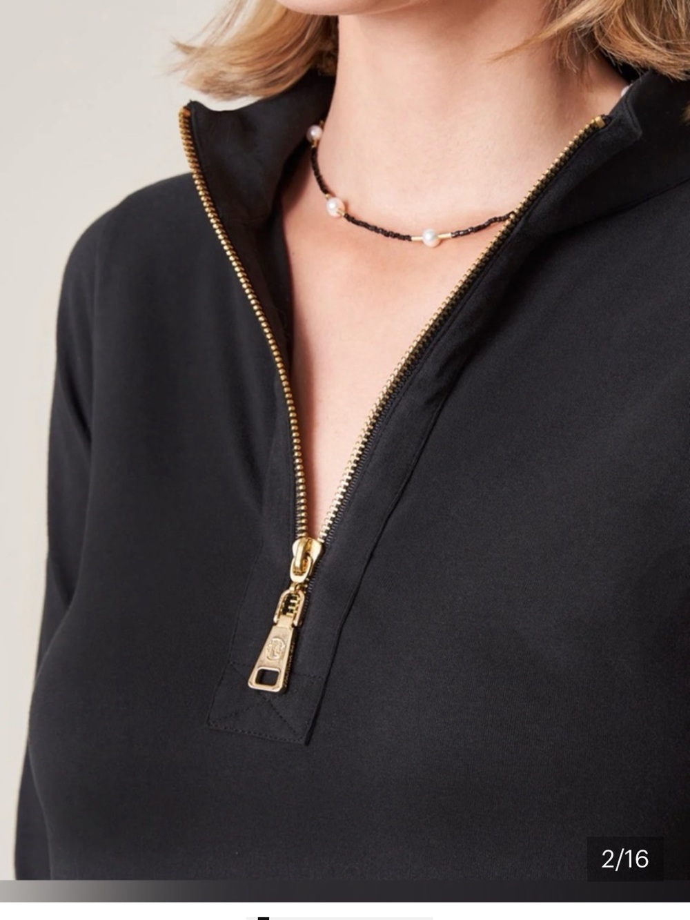 Spartina 449 Nora Black Half‑Zip Long Sleeve Performance Dress with Gold Zip L - Picture 3 of 14